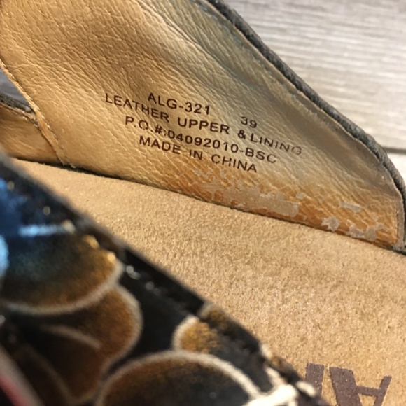 Alegria Floral Patterned Mules - Black and Gold - Picture 9 of 10